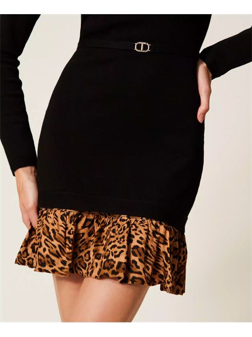 Abito corto in maglia con inserto animalier TWINSET | TP3153/12754